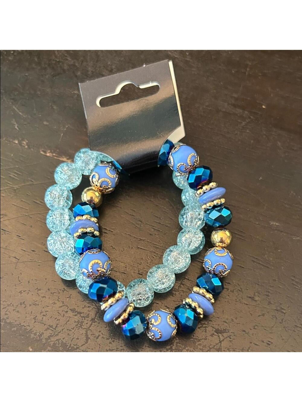 Blue Beaded Bracelets Set - Picture 2 of 2